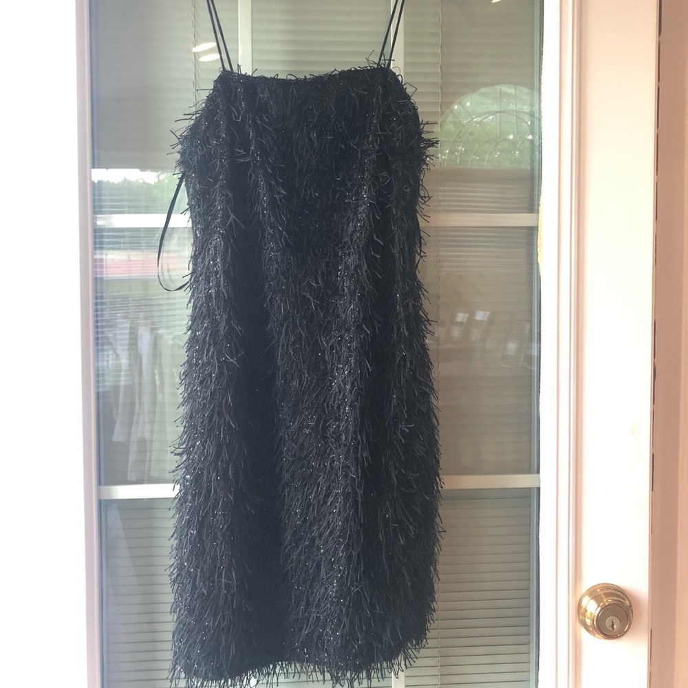 Mini black fringed dress